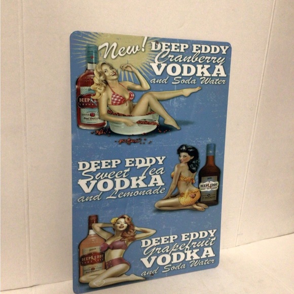 Deep Eddy Vodka Pin Up Girls Logo Metal Tin Liquor display wall sign - Picture 4 of 5